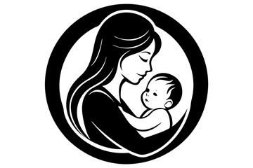 A Beautiful vector illustration of mother and baby in a loving