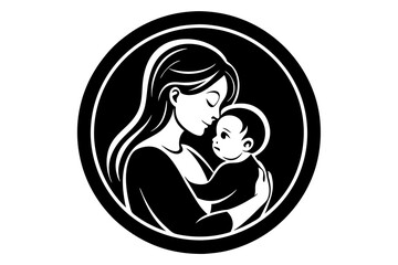 A Beautiful vector illustration of mother and baby in a loving