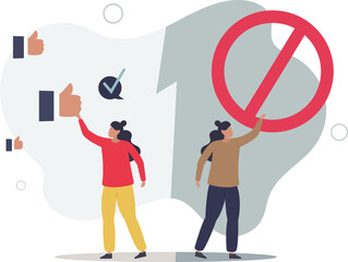 Resistance or acceptance as personal opinion about change.flat design with people.