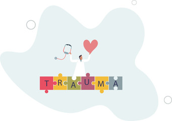Trauma informed care with understanding about patient body health condition.flat design with people.
