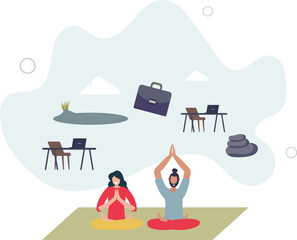 Fototapeta premium Mental health and workplace wellbeing with green office .flat design with people.