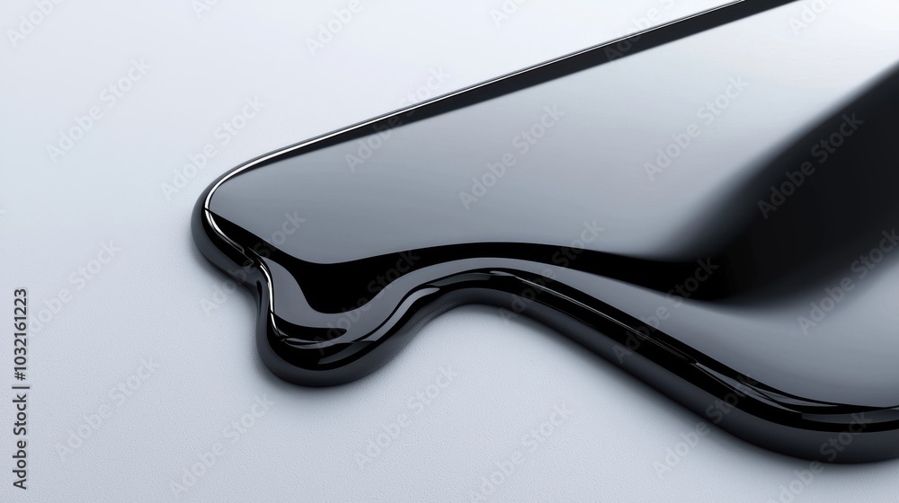 Aufkleber a close-up view of glossy black liquid on a smooth surface, showcasing reflections and texture for a