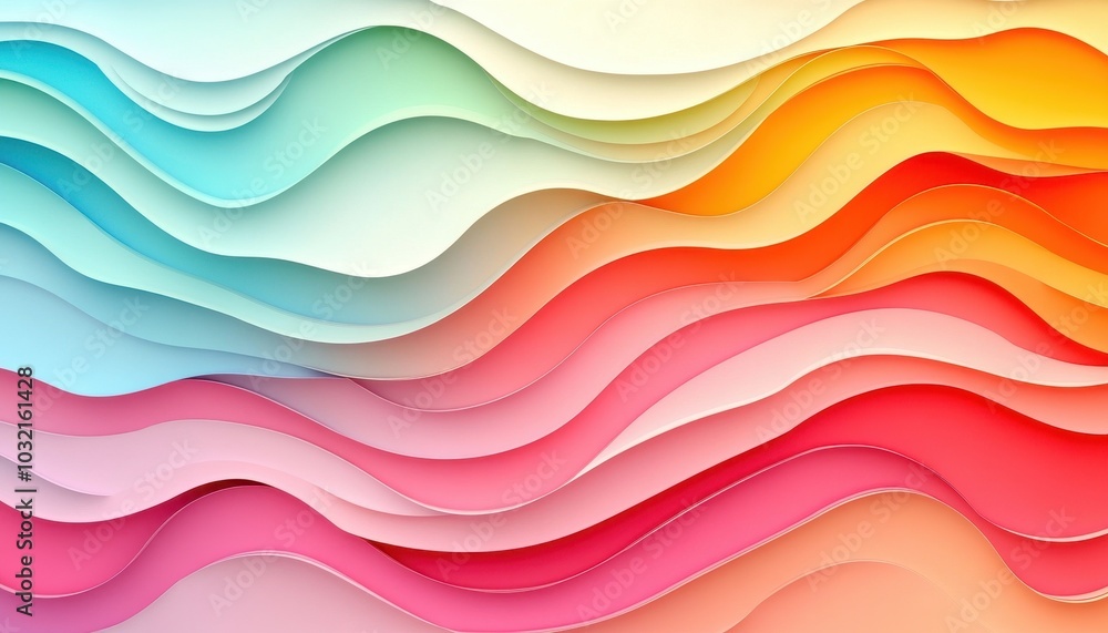 Poster this design features a colorful wavy background created with a paper cut style