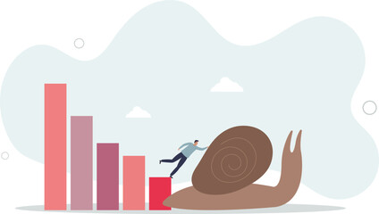 World economic slow down due to COVID-19 Coronavirus pandemic, GDP growth slowly or decline in recession concept.flat design with people.