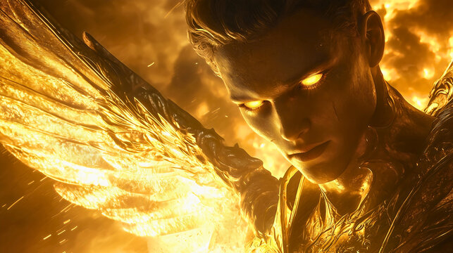 Archangel Uriel, also known as God's Light, resides in heaven. He is the angel of light and fire, a very wise and enlightening angel from the Bible. Uriel is surrounded by his radiant flames.