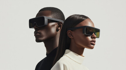 Chic duo in oversized sunglasses, exuding confidence.