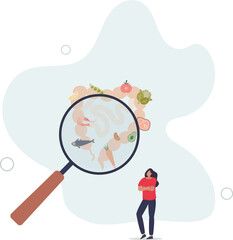 Gut health and healthy food consumption with eating diet.flat design with people.