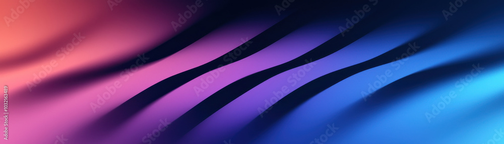 Poster a vibrant abstract wave pattern blending pink and blue tones, creating a dynamic visual effect ideal