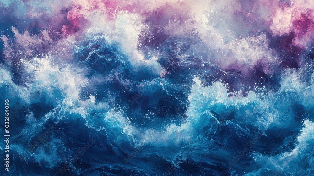 Aufkleber a stunning abstract representation of turbulent ocean waves, blending vibrant colors and textures to