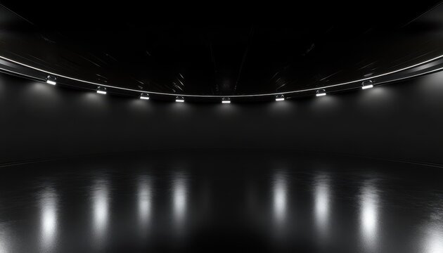 Bright reflections in a minimalistic black studio environment for virtual reality