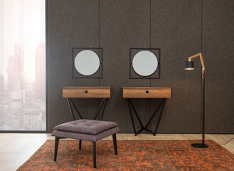 modern bedroom interior design concept and modern lamp