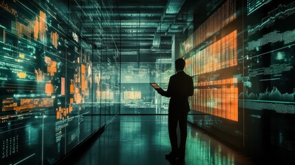 a government employee using a grp software to report on public spending. cost calculation through statistical data analysis.