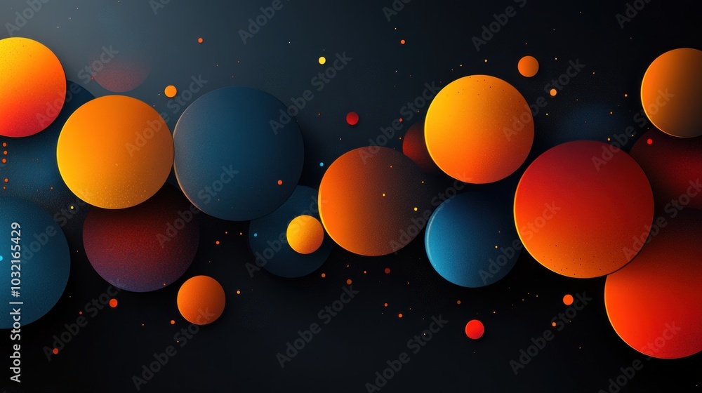 Poster abstract background with colorful overlapping circles on a dark background.