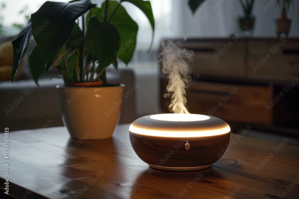 Aufkleber aroma oil diffuser is gently diffusing, creating a calming and pleasant atmosphere in a cozy home se