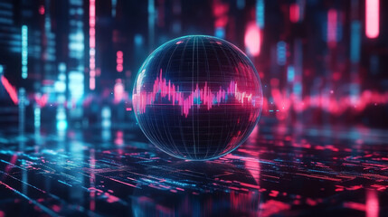 Fototapeta premium Financial economy Stock securities trading data and a crystal ball background