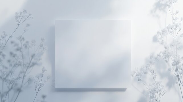 rectangular blank white paper board floats in misty romantic setting delicate lace edges, subtle pearl sheen wispy floral tendrils frame empty space, inviting heartfelt messages minimalist love-story