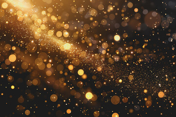 Obraz premium background with golden bokeh dust blur effect sparks Bright color realistic.