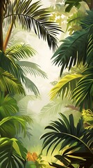 Fototapeta premium Lush Tropical Rainforest with Sunlight Filtering Through Foliage