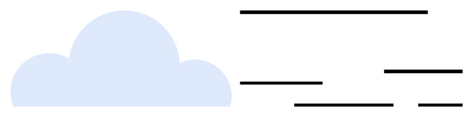 A pastel blue cloud with simple black lines indicating wind movement. Ideal for weather forecasts, meteorology, climate change, nature, environmental design. Simple and clean style