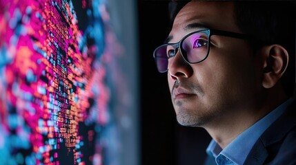 Business executive studying a heat map of website traffic data to gain insights and make informed marketing strategy decisions for optimizing digital performance and revenue growth