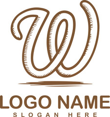 Gradient letter w logo design with handdrawn shape. Generative AI.