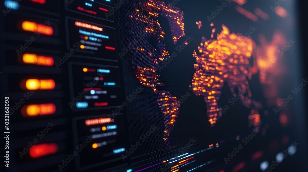 Poster digital dashboard displaying comprehensive global market trends currency exchange data and other key