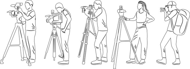 people shooting video sketch vector