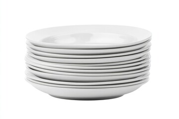 A collection of white plates stacked one on top of the other, ideal for use in editorial or commercial photography