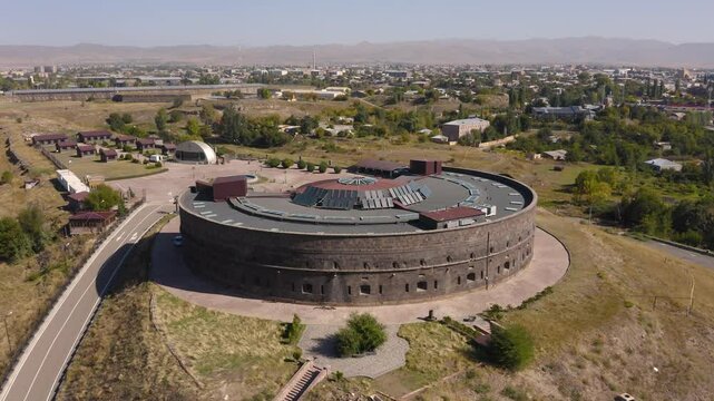 Aerial view of Black fortress in Gyumri also known as Sev Berd