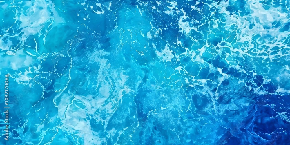 Poster the image is of a blue ocean with waves crashing against the shore