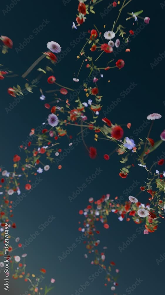 Aufkleber vertical video of seamless loop of two flowing streams of flowers