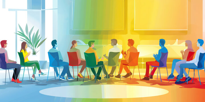 A color-coded stress management workshop, with each color representing a different coping mechanism, helping attendees find their own personal balance.