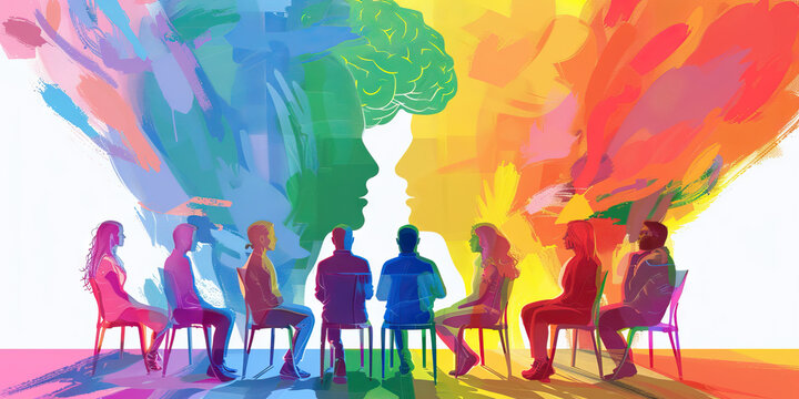 A color-coded stress management workshop, with each color representing a different coping mechanism, helping attendees find their own personal balance.