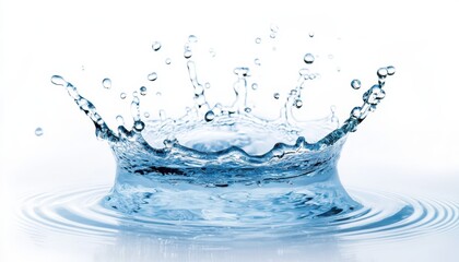 Vivid water splash captured in motion against a clean white background