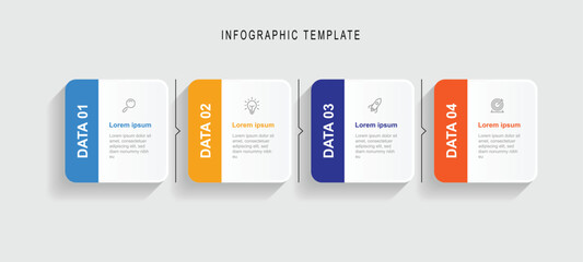 4 step process infographic template vector with icons and paper style