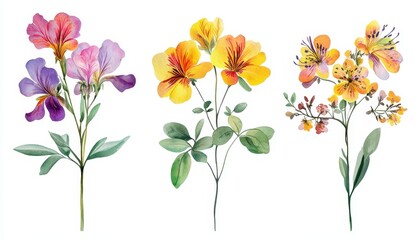 A vibrant watercolor collection featuring beautifully illustrated botanical flowers