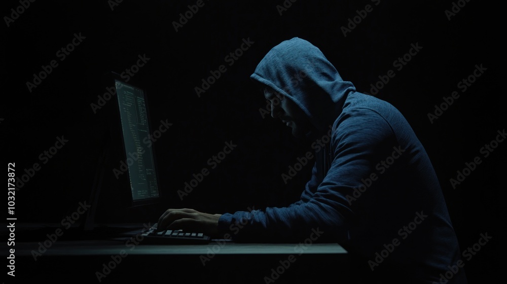 Poster mysterious hacker in the dark