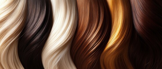 Fototapeta premium Color correction process, hairstylist blending tones with precision, achieving a perfect blonde shade, stylish salon backdrop