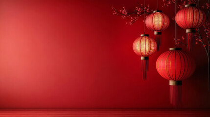 Chinese style red New Year festive lantern background
