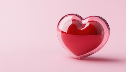 3D red heart in speech bubble on pink background for Valentine's Day decor