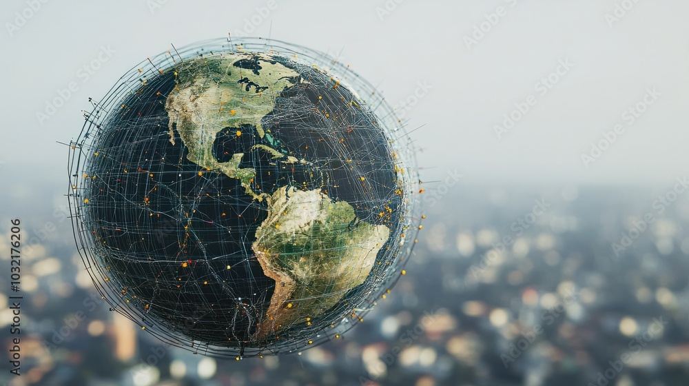 Poster boosting data transfer and communication worldwide with digital globe connectivity