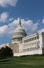 Obraz premium us capitol building, washington, dc, capital, architecture, government, congress, usa, america, landmark, city, senate, white, sky, politics, hill