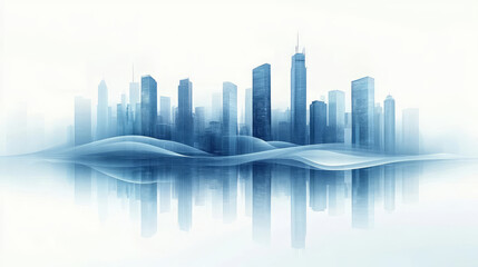 Fototapeta premium Abstract line building City skyline Technology business theme background