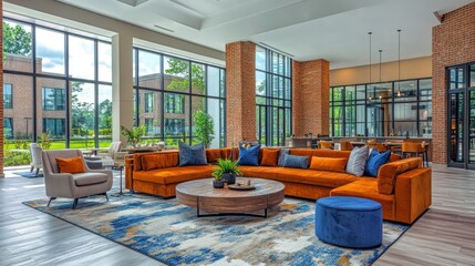 Upscale Apartment Complex Common Area: Modern Real Estate Development