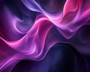 Obraz premium A striking abstract background of flowing waves in shades of dark fuchsia and violet, emphasizing the dynamic interplay of curved lines and textures in digital art