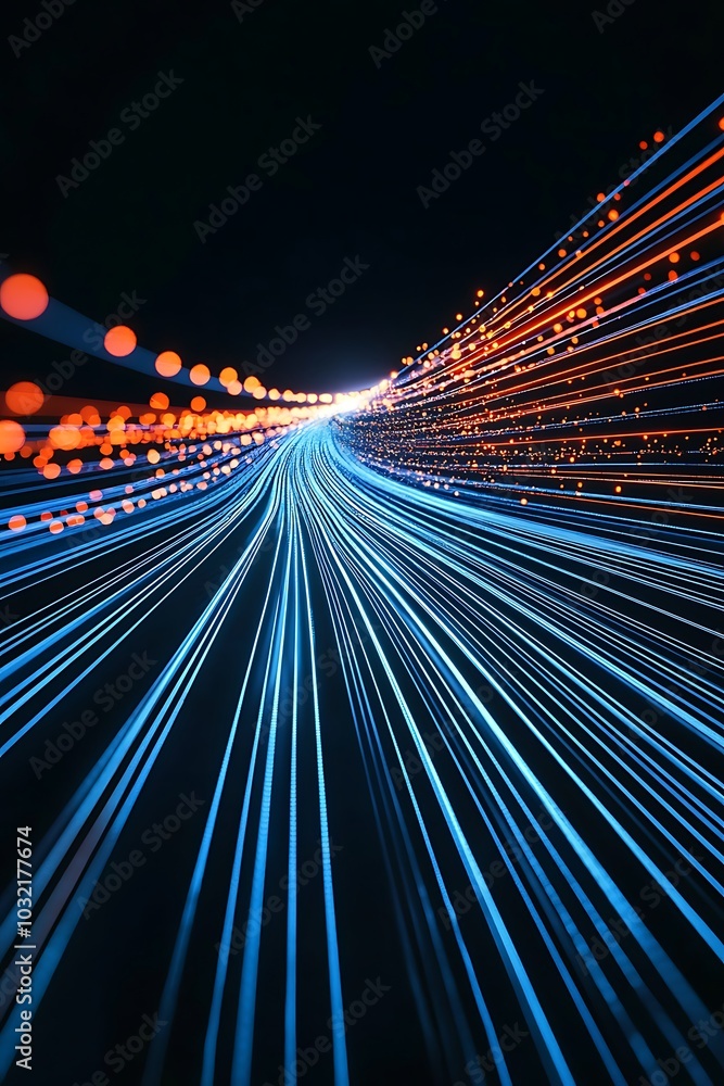 Poster vibrant light trails create a dynamic visual effect in this abstract image. the interplay of blue an