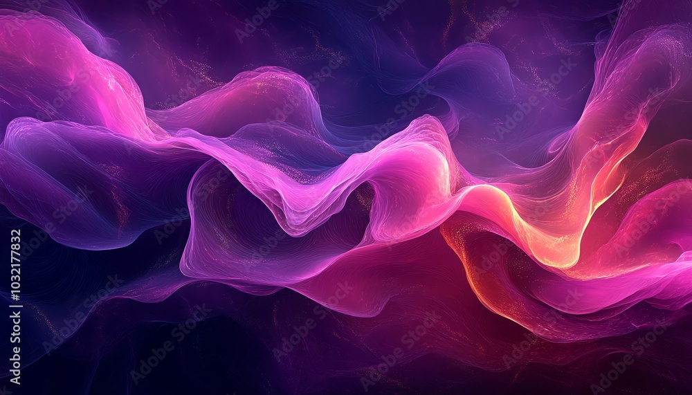 Aufkleber a stunning abstract background featuring flowing waves in dark fuchsia and violet, showcasing dynami