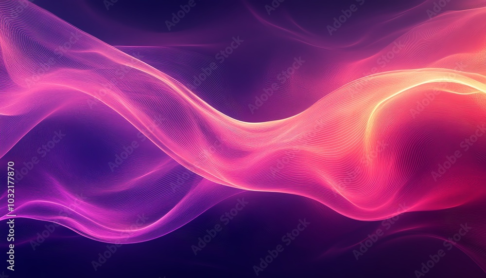 Aufkleber a stunning abstract background featuring flowing waves in dark fuchsia and violet, showcasing dynami
