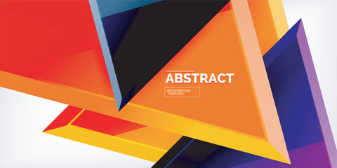 Fototapeta premium Abstract background - colorful triangles with 3d effect. Vector Illustration For Wallpaper, Banner, Background, Card, Book Illustration, landing page