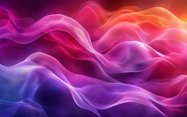 Fototapeta premium A vibrant and dynamic digital art background featuring flowing waves in deep fuchsia and violet, emphasizing the beauty of curved lines and rich textures